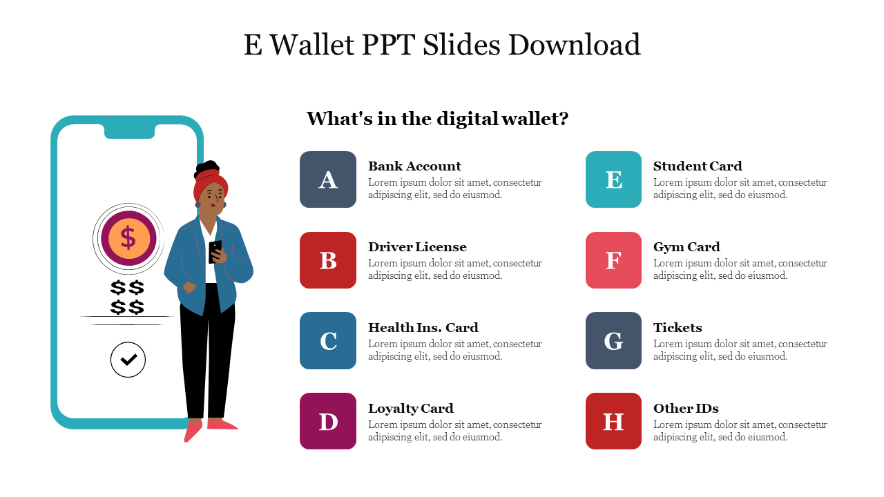  E Wallet PowerPoint Template Download Google Slides